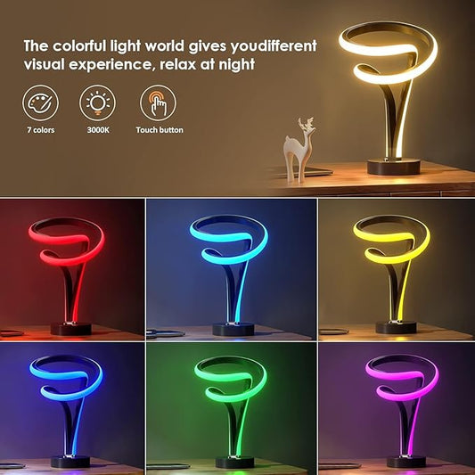 airnasa Spiral LED Table Lamp Set of 2-10 Color Modes, Touch Dimming, Modern Nightstand Lights for Bedroom & Living Room