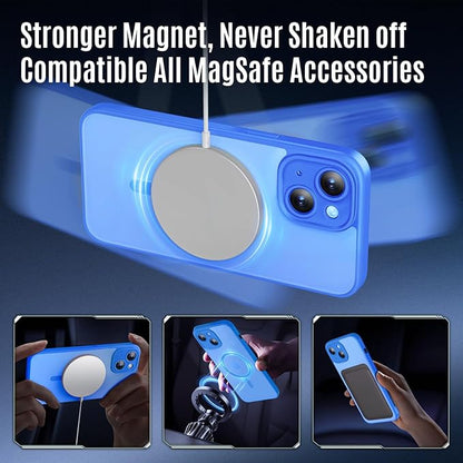 Designed for iPhone 14 Case, Compatible with MagSafe, with Privacy Screen Protectors X2, [Camera Protection] [15FT Military Drop Protection] Shockproof Phone Case, 6.1", Blue