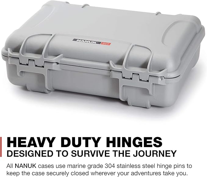Nanuk 910 Waterproof Hard Case with Foam Insert - Silver
