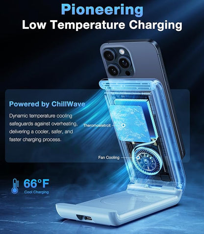 TORRAS 3 in 1 Charging Station with MagSafe Charger Stand, Cooling 15W Max Fast Charging, Foldable Wireless Charger for iPhone 15/14/13/12, Apple Watch S1-8/Ultra, AirPods(30W USB-C Charger Included)
