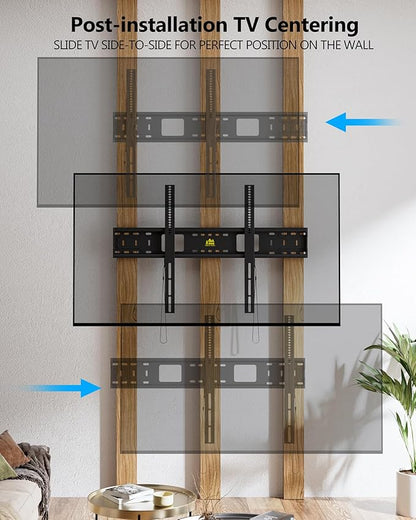 FORGING MOUNT Heavy Duty Fixed TV Wall Mount Holds up to 275Lbs for 55-120 inch TVs 3-Stud Low Profile TV Mount Ultra Slim Universal Bracket Fits 16"/18"/24" Studs MAX VESA 900x600mm- Easy DIY Install