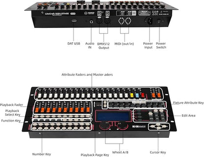 Ygybeyond DMX 1024Controller, DMX512, 1024 channel Controller, Stage Lighting Equipment & Accessorie For Dj, Ktv, Large Concert, DMX Light Controller (1024 channel DMX-1024)