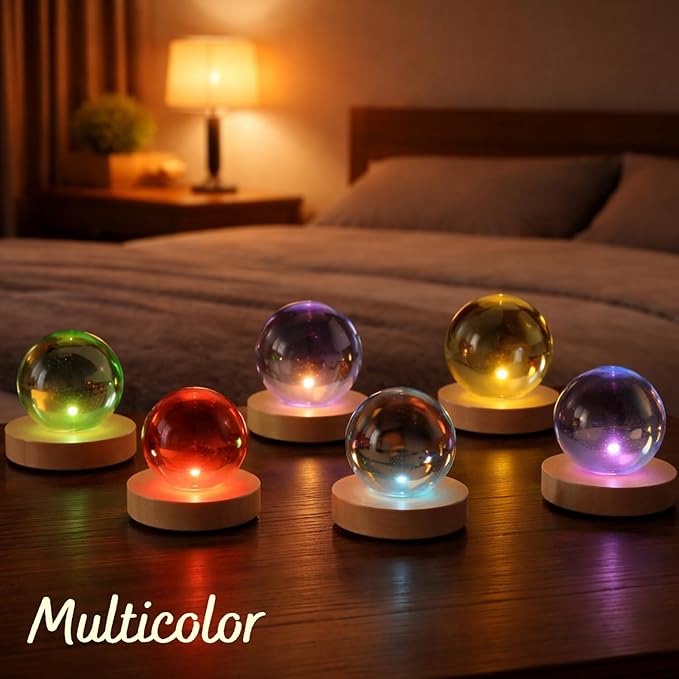 Herihues Personalized 3D Photo Crystal Ball, Custom Engraved Picture Lamp with Wood Base, Night Light for Pet Lovers, Cat Memorial Gifts, Loss of Pet Sympathy Gift Night Light, Cat Mom Gifts