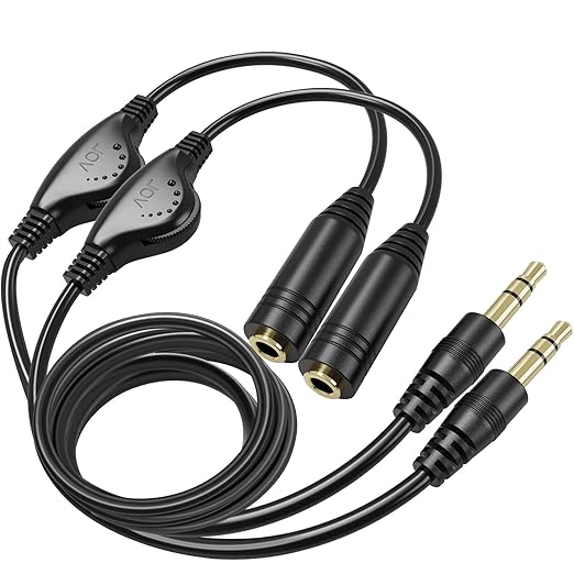 PChero Headphone Extension Cable with Volume Control, 2 Packs 6.6ft 3.5mm Audio Male to Female Aux Adapter Sound Stereo Extender Cord for Headset Smartphones Tablets