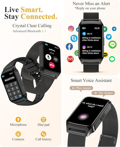 ChronArk Fitness Tracker Watch for Women Men, Step Counter Compatible with iPhone Android, IP68 Waterproof Activity Tracker with Sleep Monitor, 110+ Sports Pedometer (Minimalist, ObsidianBlack, 1.57)
