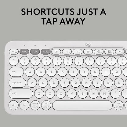 Logitech Pebble 2 Combo, Wireless Keyboard and Mouse, Quiet and Portable, Customizable, Logi Bolt, Bluetooth, Easy-Switch for Windows, macOS, iPadOS, Chrome - Tonal White