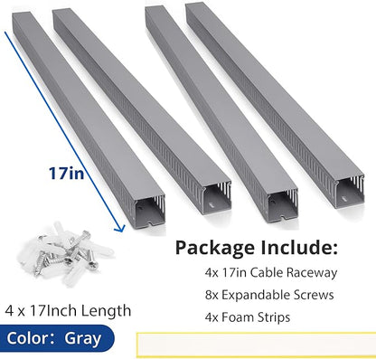 ZhiYo 68in (4X L17in) Server Rack Cable Management Raceway, H2.4 x W2in Large Capacity Cable Raceway Kit, Electrically Safe PVC, Open Slot Wire Raceway for Under Desk/Computer/Network Cords