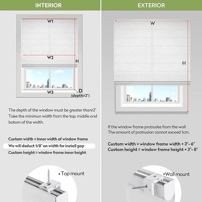 ZSTARR Smart Roman Shades Rechargeable Motorized Blinds with Remote Light Filtering Roman Window Shades Plain Fold Soft for Doors Bedroom, Custom Size (Light White)