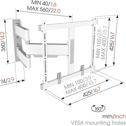 Vogel's TVM 5445 Full-Motion Ultra-Thin TV Wall Bracket for 32-65 inch TVs, Max. 77 lbs, Swivels up to 180°, Full-Motion TV Mount max. VESA 400x400, Universally Compatible