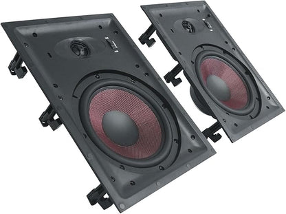 Rockville Pair WA858 320W in-Wall Speakers, 8" Kevlar Woofer, Silk Dome Tweeter, Magnetic Grilles, 2-Position Tweeter Control, 8-Ohm, for Home Theater & Whole-House Audio