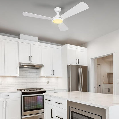 SMAAIR 56 Inch Smart Wifi Ceiling Fans with Dimmable LED Lights and Remote, Compatible with Alexa/Google Home/Siri/APP, Outdoor DC Fans with 10 Speeds, Timer/Schedule, White