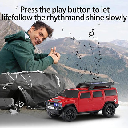 WSTER WS-696 Solar Bluetooth Replica Speaker – Portable Modern Off-Road Car Design with HD Sound, TWS, LED Party Light, USB/TF Playback, FM, Built-in Microphone, Surprise Gift(Red)