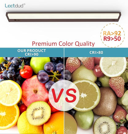 Leetdud Under Cabinet Lighting Plug in or Hardwired Built-in Dimmer, 40 Inch 20W, 5CCT 2700/3000/3500/4000/5000K, Linkable Counter Lights for Kitchen, ETL Dimmable LED Light Fixture, Bronze