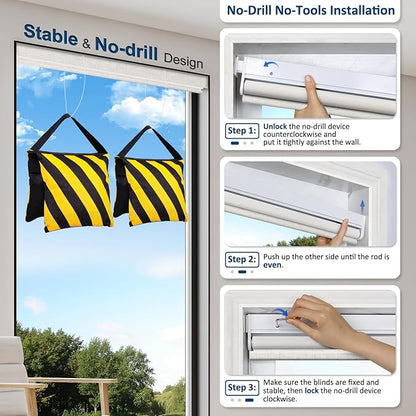 MANSNIX Smart Motorized Blinds with Remote, Cordless No-Drill Automatic Roller Shades, Blackout Electric Blind for Windows, Linen Stone, 33 x 72
