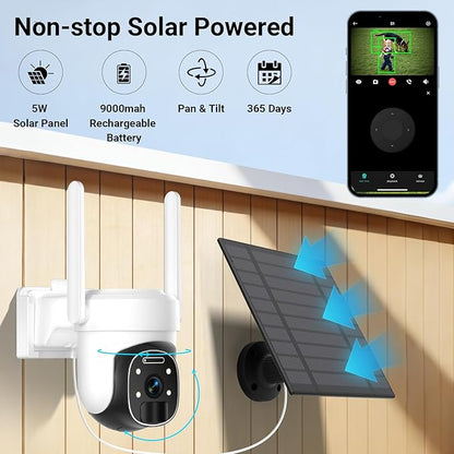 HUEVUE 4G LTE Cellular Security Camera Outdoor, 2K No WiFi Solar Camera Outdoor Wireless Color Night Vision, Cellular Cameras for Security 360° Viewing, PIR Motion Sensor for Farm/RV Update