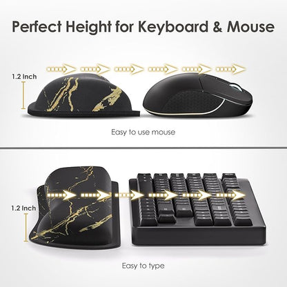 Gimars Upgrade Enlarge Gel Memory Foam Set Keyboard Wrist Rest Pad, Mouse Wrist Cushion Support for Office, Computer, Laptop, Mac, Comfortable, Lightweight for Easy Typing Pain Relief,Marbling