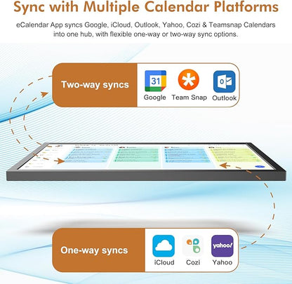 Smart Digital Calendar Chore Chart-for-Family-Planner - 32" Touchscreen Electronic Calendar with Photo Display and Interactive Star System, To do Notepad and Sync Online Calendar via APP, Wall Mounted