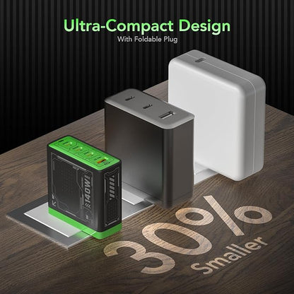 Mfish 140W USB C Charger, 4-Port GaN Charger Block, Foldable Fast Laptop Charger Power Adapter for MacBook Pro/Air, iPad Pro, iPhone 16 Pro, Galaxy S25/S24, Steam Deck, Google Pixelbook, and Tablet