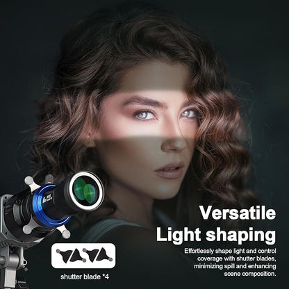 Bussi MG06 Max Bowens Mount Snoot with 40 Gobos, 36° Lens Optical Snoot Spotlight for Photography Video Shape Light Studio,GOBO Light, Strobe Bowens Mount
