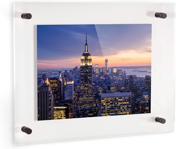 ArtToFrames 16x28 Inch Double Panel Floating Acrylic Picture Frame (Full Frame is 20x32) comes with Black Standoff Hardware, Made in the USA, 4 Pack