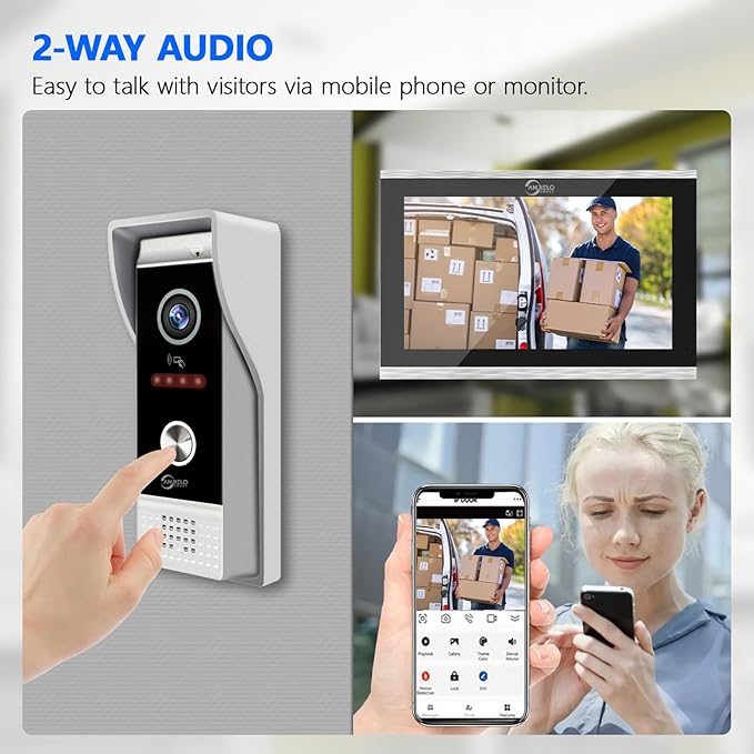Wired Smart Video Apartments Intercom System,10 Inch Monitors with 1080P Doorbell Camera,3-in-1 Unlocking,TUYA WiFi Door Phone Kits, Ideal for Villas & Homes (1 doorbell + 4 Monitor)