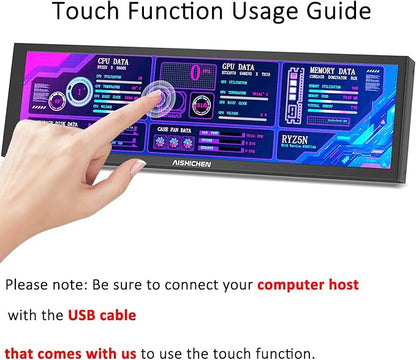 8.8 Inch Small Touchscreen Monitor, PC Temperature Display, PC Sensor Panel Display, IPS USB Mini Screen for Raspberry Pi, AIDA64 CPU RAM Data Temperature Monitor for ARGB Computer Case