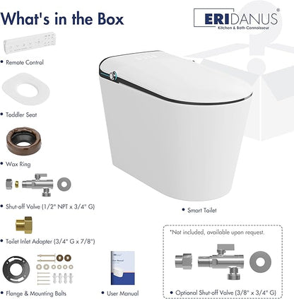 Eridanus Smart Toilet with Bidet Built in, One Piece Bidet Toilet for Bathrooms, Auto Open/Close with Digital Display, Foot Sensor Flush, Warm Water Wash & Dryer, Elongated Heated Seat, White & Black