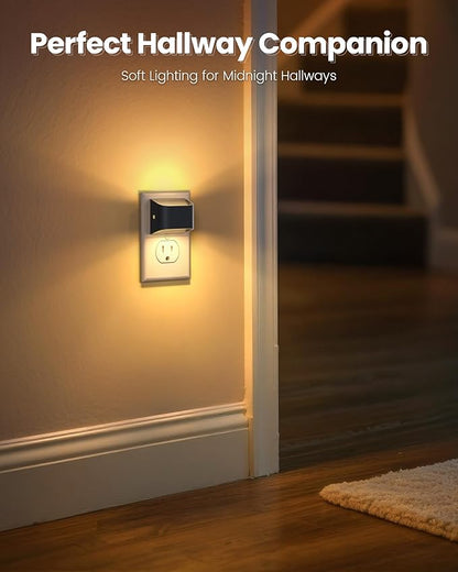 NIORSUN Night Lights Plug Into Wall, Auto Brightness Sensor Night Light, 3000K Warm White, Ultra-Slim Wall Light for Hallway Bathroom Bedroom Stairs, Black, 10 Pack