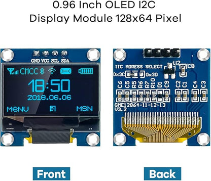 Hosyond 5 Pcs 0.96 Inch OLED I2C IIC Display Module 12864 128x64 Pixel SSD1306 Mini Self-Luminous OLED Screen Board Compatible with Arduino Raspberry Pi (Blue)