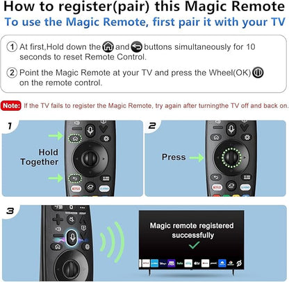 Voice Magic Remote Replacement Control, Compatible with LG Smart TVs, AN-MR20GA MR19BA MR21 MR22 MR23 Series, Google Assistant, Alexa Integration (AKB7585501 Voice)