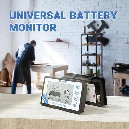 Redodo 500A Battery Monitor with Shunt, 8V-120V, 20ft Cable, High and Low Voltage Programmable Alarms for LiFePO4, Gel, Lead - Acid Batteries