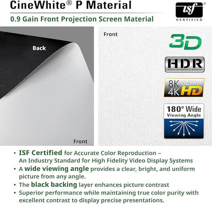 Elite Screens Manual Tab-Tension 3, 125-INCH with Extra 10" Drop, Pull Down Projector Screen Home Movie Gaming Presentations ISF Certified Premium CineWhite® P Material, MT125XWH3-E10