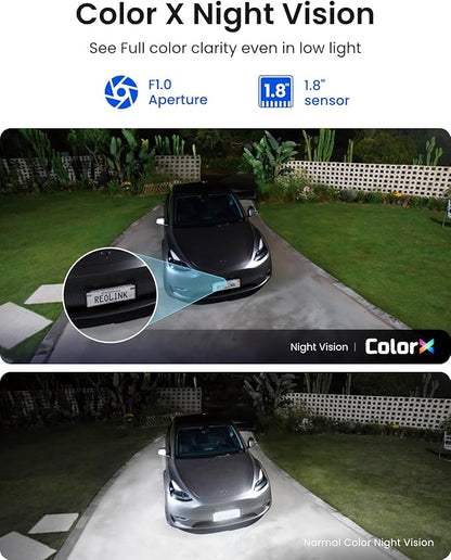 REOLINK Argus 4 Pro Black, 4K Dual-Lens 180° Solar Security Cameras Wireless Outdoor, 8MP ColorX Night Vision for Home Surveillance, 5G/2.4GHz WiFi, AI Detection, No Subscription, Home Hub Compatible