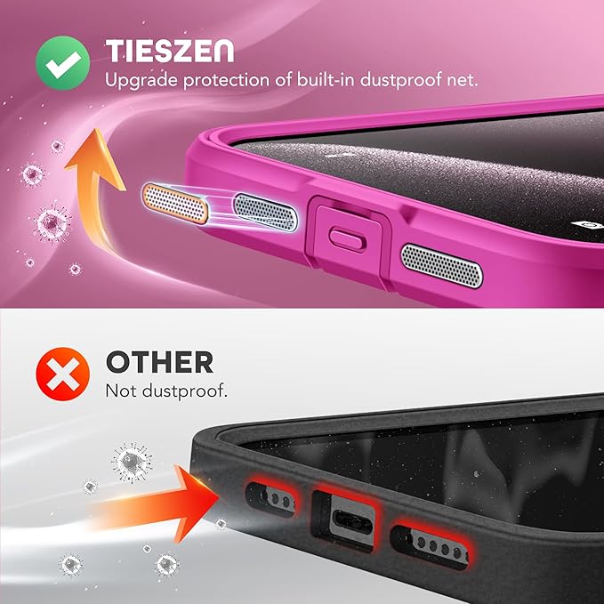 Magnetic for iPhone 15 Pro Max Case, Compatible with MagSafe, Built-in Privacy Screen Protector and Camera Protection, Anti Spy Full Body Dustproof Shockproof Hard Phone Case 6.7", Rose Red
