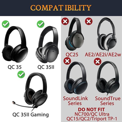 SOULWIT Ear Pads Cushions + Headband + Silicone Earpads Cover Protector, Replacement Kit for Bose QuietComfort 35 QC35, QC35 ii Over-Ear Headphones - Blue