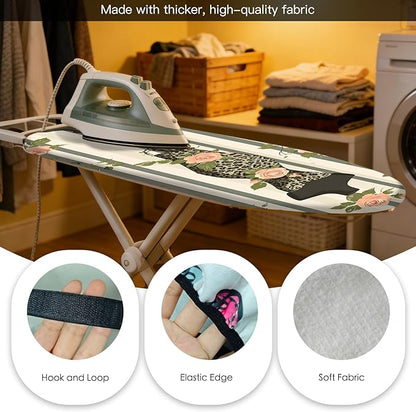 Nuxovilar Ironing Board Cover Needle Cotton 15x54 Inches | Ironing Board Cover and Pad Leopard Floral Dress Form Needle Cotton for Bedroom, Dressing Area, Laundry Room