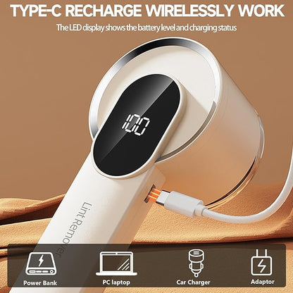 Fabric Shaver, Electric Sweater Shaver with 2 Extra Replaceable Stainless Steel Blades, Digital LED Display, USB Rechargeable, Lint Remover for Clothes, Couch, Furniture, Fuzz, Lint Ball, Pillings