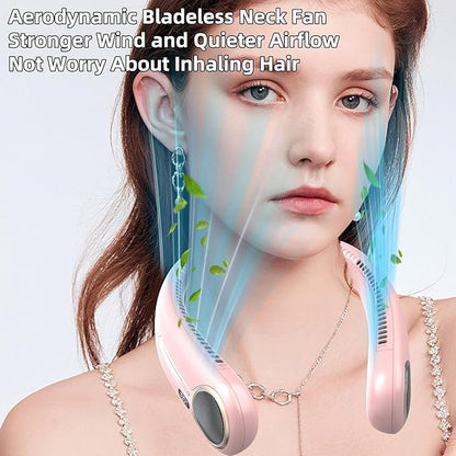 Portable Neck Fan,Hands Free Personal Wearable Bladeless Fan,6000mAh USB Rechargeable,360° Cooling,LED Display,4-Speeds,Birthday Gifts for Men Women Dad Mom,Valentines Day Gifts for Her Him (Pink)