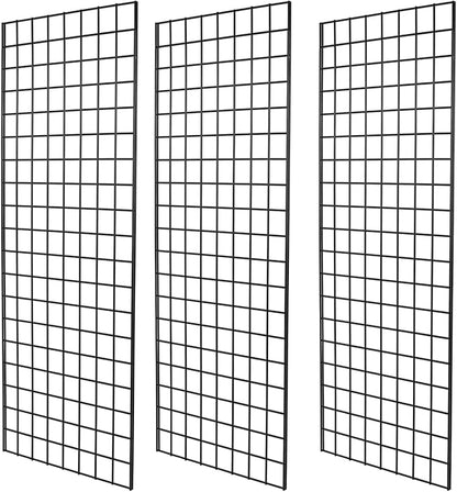 NEESEEYEE Heavy Duty Commercial Grade Gridwall Panels – Grid Panel for Any Retail Display, 2’ Width x 5’ Height, 3 Gridwall Panels Per Carton (Black Finish)