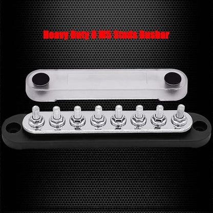 8 x M5 (#10) Studs Power Distribution Block Bus Bar 12V, Ampper 5.9" HD 120A Marine BusBar Battery Distribution Block W/Cover for Car Boat Solar (Black)