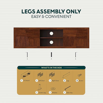 Trapeze TV Stand for Living Room – Wooden Media Console with Storage, Metal Legs, Large Walnut TV Stand for Stylish Home Entertainment Setup