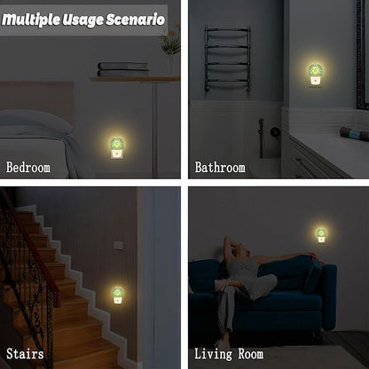 Happy St. Patrick's Day Night Light for Kids,Clover and Green Beer Night Light Plug in with Dusk to Dawn Sensor, 0.5w Energy Saving Sleep Friendly Nightlight for Hallway Stairway Kitchen Bedroom