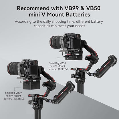 SMALLRIG Mini V Mount Battery Plate for DJI RS 3 / RS 3 Pro/RS 2 / RSC 2 Gimbals, Comes with V-Lock, Cold Shoe & 1/4"-20 Threaded Holes for V Mount Battery & NP-F Battery - 4189