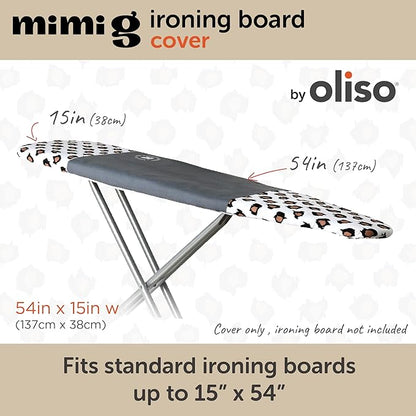 oliso Ironing Board Cover – 100% Cotton with Professional Felt Pad, Fits Standard 54" x 15" Boards – Secure Fit with Wide Elastic Edge & Adjustable Straps – Mimi G