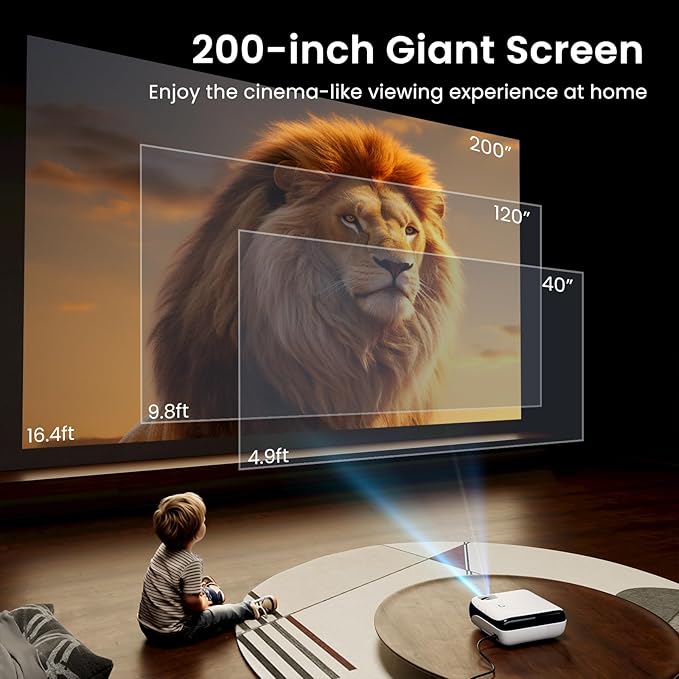 HAPPRUN Native 1080P Bluetooth Mini Projector, Full HD Portable Outdoor Movie Projector with Built-in Speaker, Compatible with Smartphone, HDMI, USB, AV, Fire Stick, PS5 for Home, Bedroom, Outdoor Use