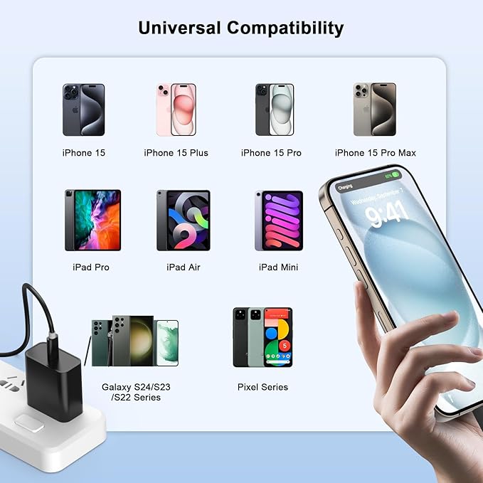 Matsusho iPhone 16 15 Charger Fast Charging 10 FT, 2 Pack 20W USB C Wall Charger with 10FT Type C Charger Cable Compatible for iPhone 16/16 Plus/16 Pro/16 Pro Max/15/15 Pro/15 Pro Max/15 Plus, Black