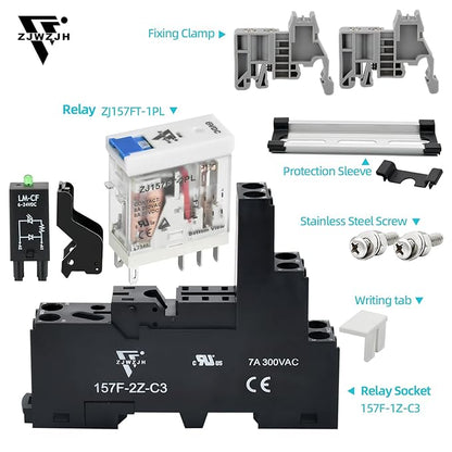 6 Volt Electromagnetic Power Relay with Test Button Coil 8Amp 8 Pins DPDT with Indicator Light and Socket Base UL CE TUV Certification