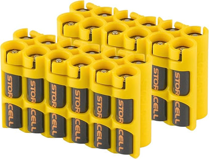 Storacell AAA-12 Battery Storage Caddy and Dispenser (Pack of 2), Yellow, Holds 12 AAA Batteries (Not Included), Durable & Compact Design, The Original Battery Caddy, Made in The USA