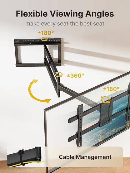 monTEK Long Arm TV Wall Mount for Most 43-80 Inch TVs, 42 Inch Long Extension TV Mount Swivel and Tilt, Full Motion Wall Mount Tv Bracket Fit Max VESA 600 x 400mm, Up to 110 lbs, 16”,18” Studs