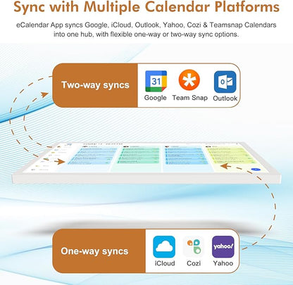 27" Smart Digital Calendar for-Family-Business-Schedules - 1920 x 1080 IPS Full HD Touch Screen Wall Mounted Electronic Calendar, Auto-Sync Google iCloud Outlook Calendars, Christmas Gift for Mom Dad